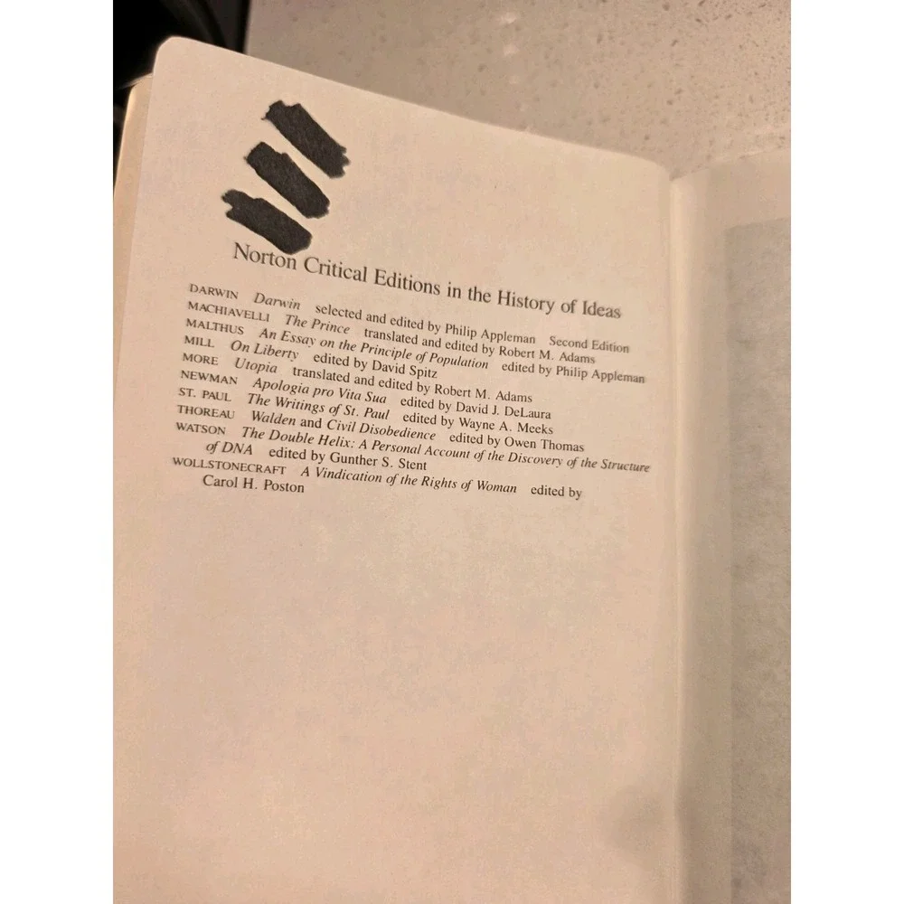 Darwin A Norton Critical Edition Edited by Philip Appleman Second Edition 1979